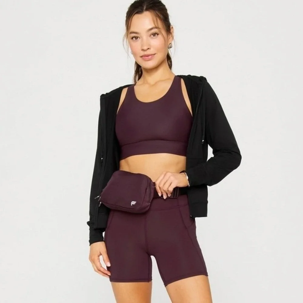 Fabletics Purple High Neck Crossback Keyhole Sports Bra Plum Size Small EUC - Picture 8 of 9
